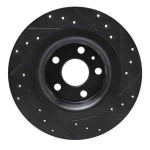 Volvo S60 Brake Rotor (1) - Rear Left - R1 Concepts - Drilled & Slotted - Black - `18-`25